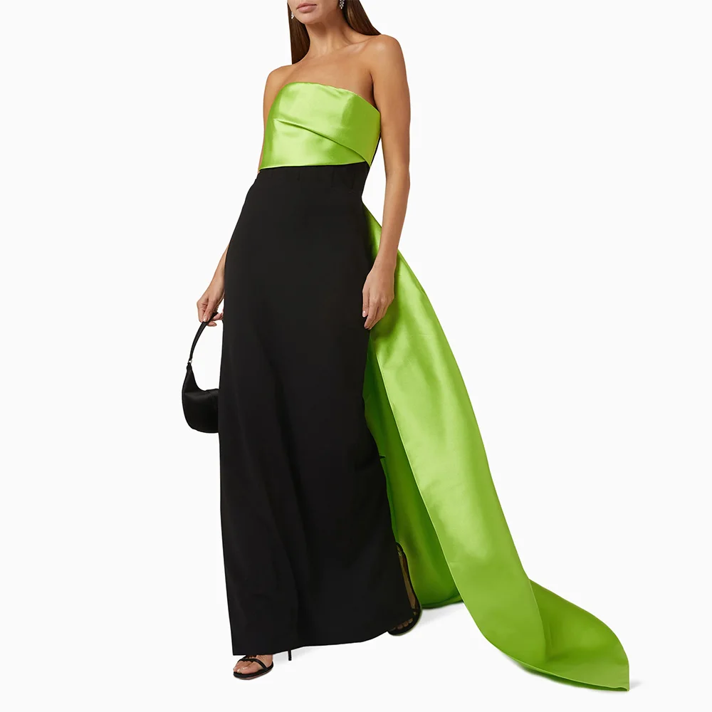 Fluorescent Green Black Evening Dress Long Strapless Sleeveless Column Evening Party Gowns for Women Draped Modern Prom Dresses
Fluorescent Green Black Evening Dress Long Strapless Sleeveless Column Evening Party Gowns for Women Draped Modern Prom Dresses