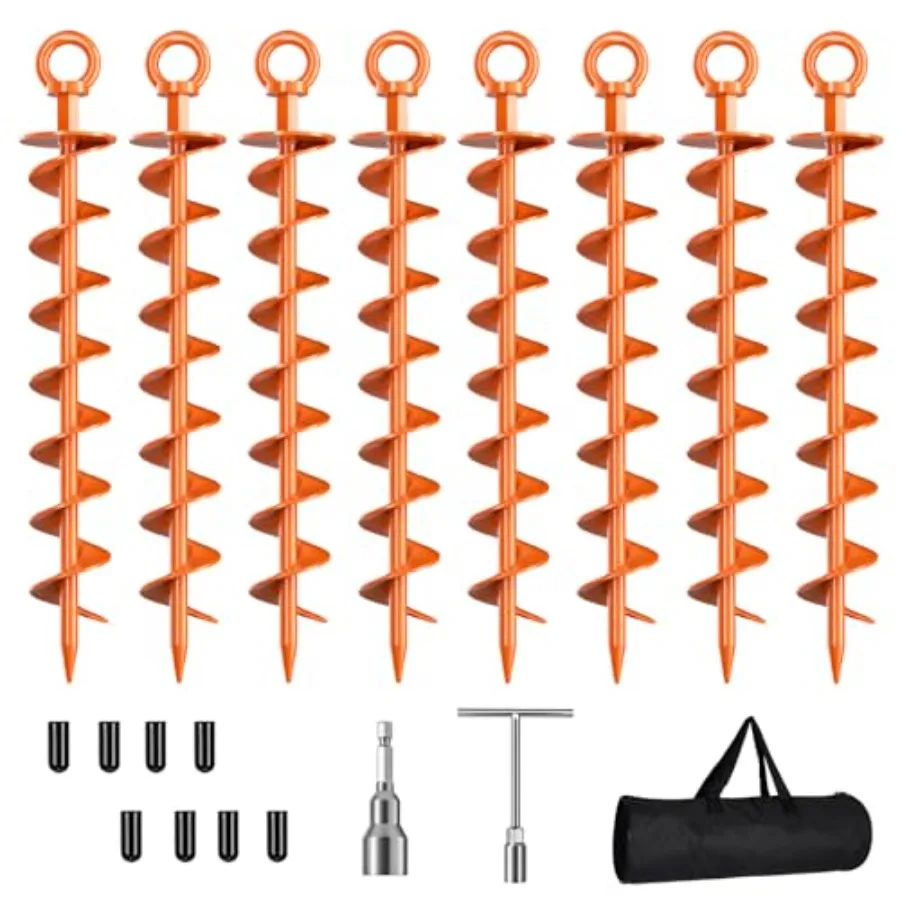 Ground Anchor Screw in, Spiral Trampoline Anchors with Nut and Tool Swing Set Anchors Tent Stakes High Wind Heavy Duty for Shed
Ground Anchor Screw in, Spiral Trampoline Anchors with Nut and Tool Swing Set Anchors Tent Stakes High Wind Heavy Duty for Shed