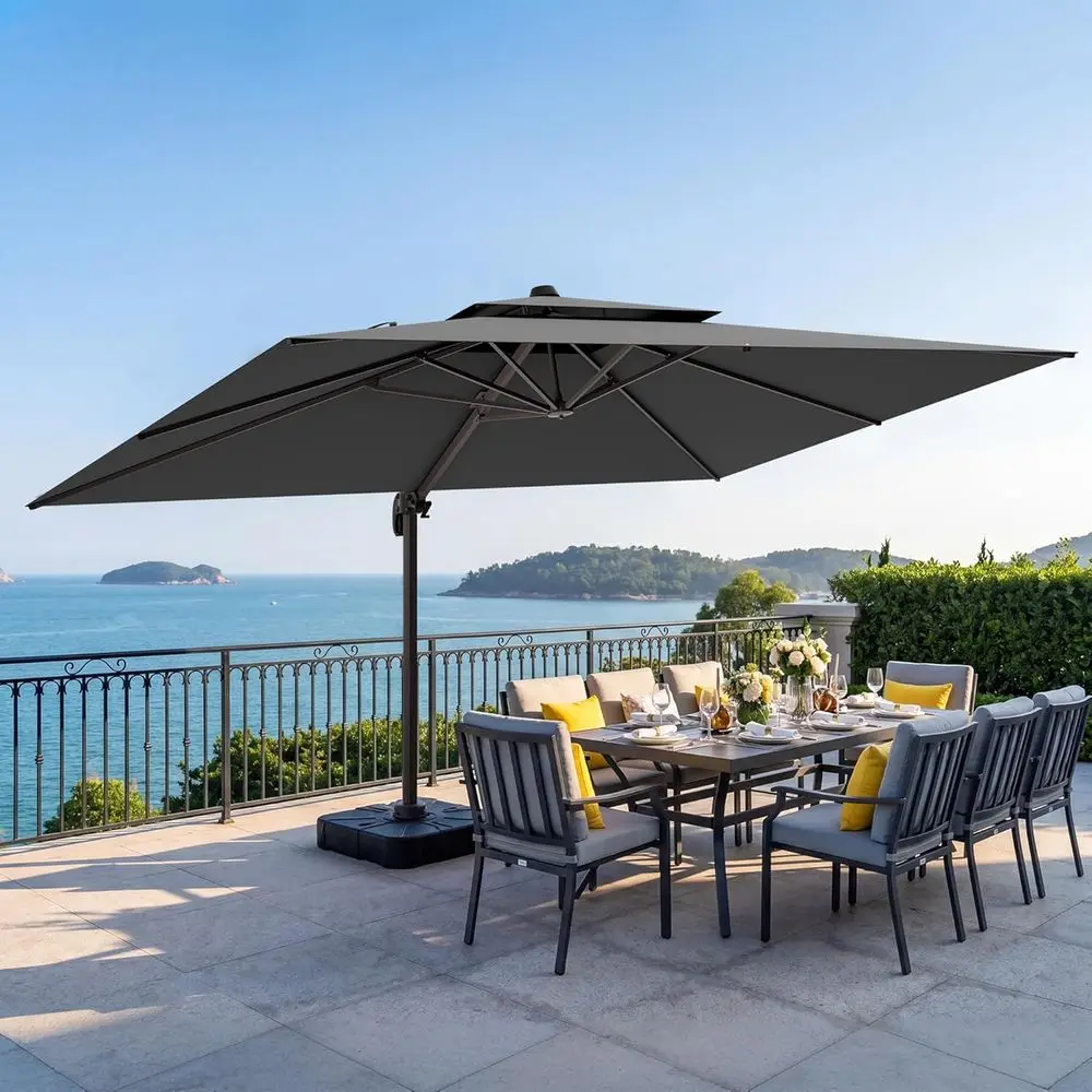 10x13 Cantilever Umbrella with Base, Heavy-Duty for 8-10 People, 360° Rotation, Double Top, Suitable for Pool or Garden Deck (Gr
10x13 Cantilever Umbrella with Base, Heavy-Duty for 8-10 People, 360° Rotation, Double Top, Suitable for Pool or Garden Deck (Gr