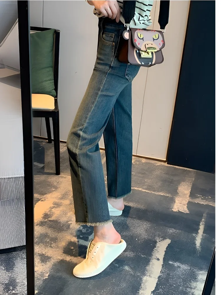 Slimming High Waist Straight Leg Jeans Spring Autumn Style Small Size Versatile Cotton Polyester Blend Deep Color Nine Patchwork
Slimming High Waist Straight Leg Jeans Spring Autumn Style Small Size Versatile Cotton Polyester Blend Deep Color Nine Patchwork