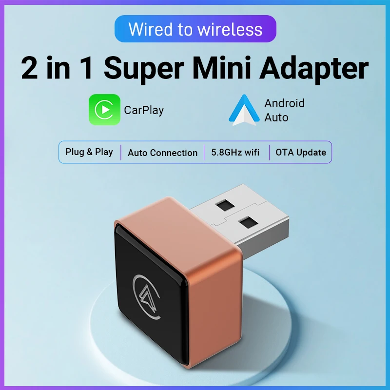 Car AI Box 2in1 Super Mini Adapter Wireless CarPlay Dongle Wireless Android Auto Smart Box USB Dongle For Benz Toyota Nissan
Car AI Box 2in1 Super Mini Adapter Wireless CarPlay Dongle Wireless Android Auto Smart Box USB Dongle For Benz Toyota Nissan