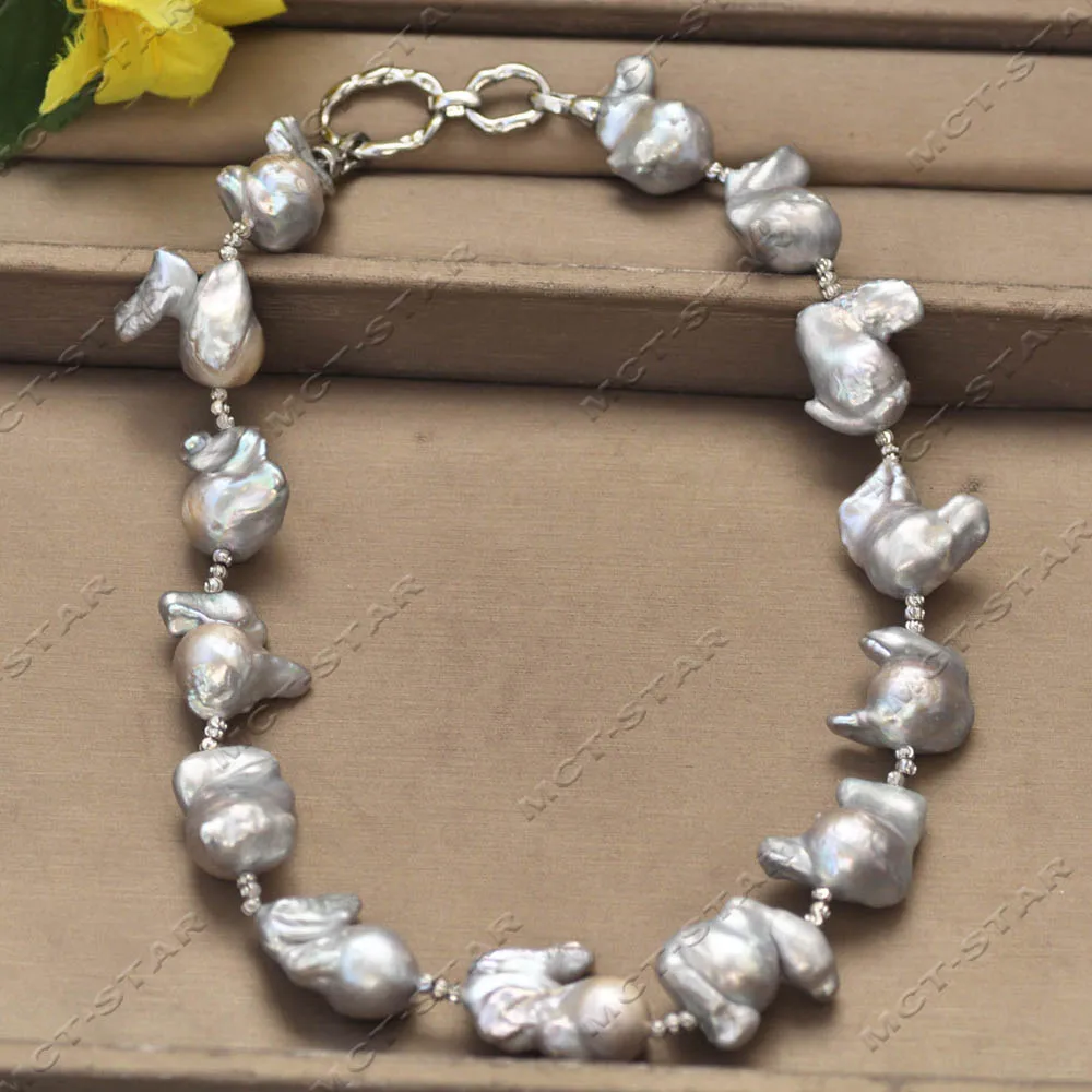 Z13732 Huge 18" 26mm Gray Baroque Rabbit Keshi Reborn Pearl Necklace Custom Jewelry
Z13732 Huge 18" 26mm Gray Baroque Rabbit Keshi Reborn Pearl Necklace Custom Jewelry