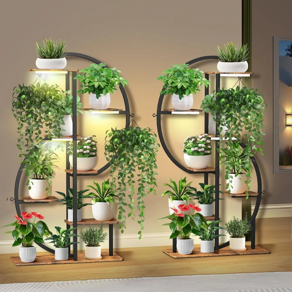 2 Pack Plant Stand Indoor with Grow Lights, 7 Tiered Indoor Plant Shelf, 63" Tall Plant Stand for Indoor Plants Multiple
2 Pack Plant Stand Indoor with Grow Lights, 7 Tiered Indoor Plant Shelf, 63" Tall Plant Stand for Indoor Plants Multiple