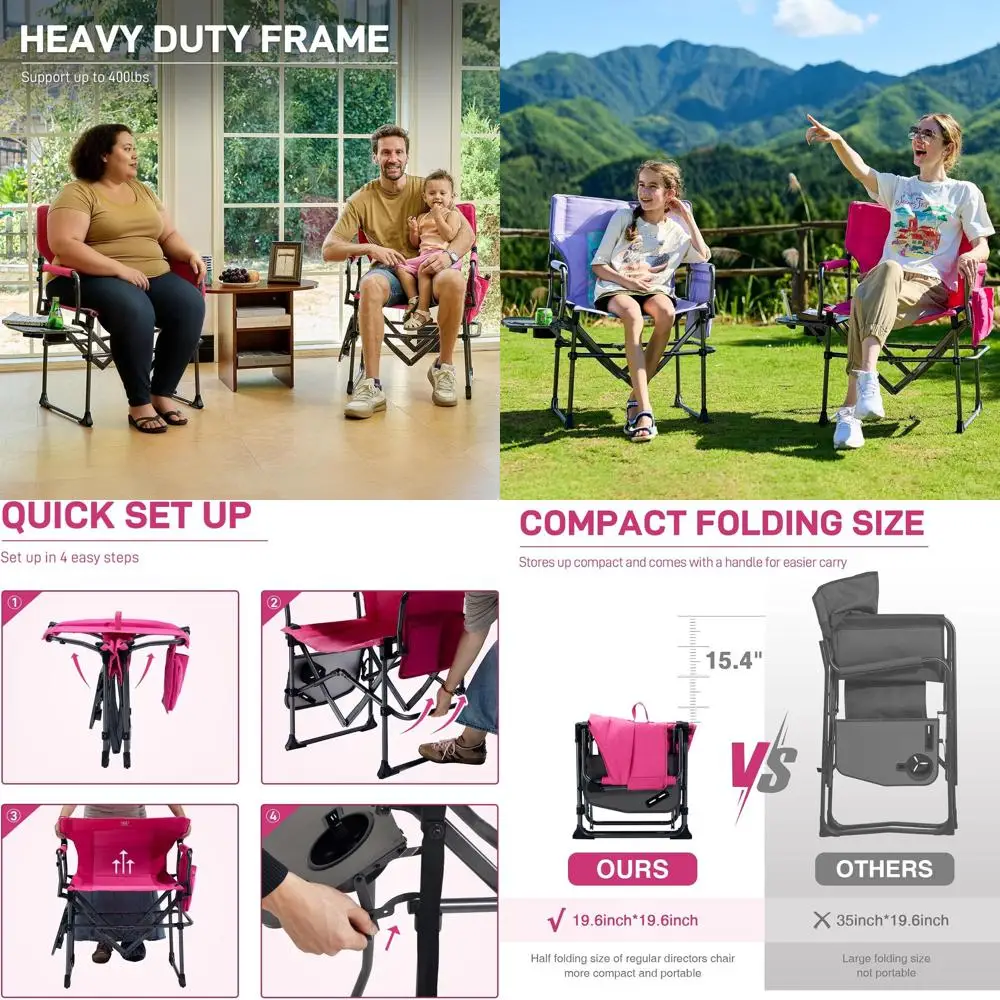 Portable Folding Side Table Chair, Compact Heavy Duty for Outdoors, 400lbs Capacity, Pink
Portable Folding Side Table Chair, Compact Heavy Duty for Outdoors, 400lbs Capacity, Pink