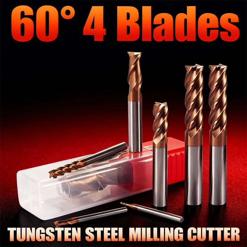 HRC60 tungsten steel milling cutter 4 flutes end milling cutter extended hard alloy flat bottom milling cutter
HRC60 tungsten steel milling cutter 4 flutes end milling cutter extended hard alloy flat bottom milling cutter
