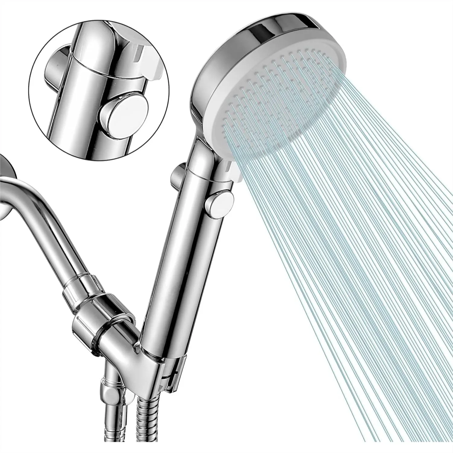 Shower Head with Handheld, On/Off Switch, 3-Modes High Pressure, Chrome Finish
Shower Head with Handheld, On/Off Switch, 3-Modes High Pressure, Chrome Finish