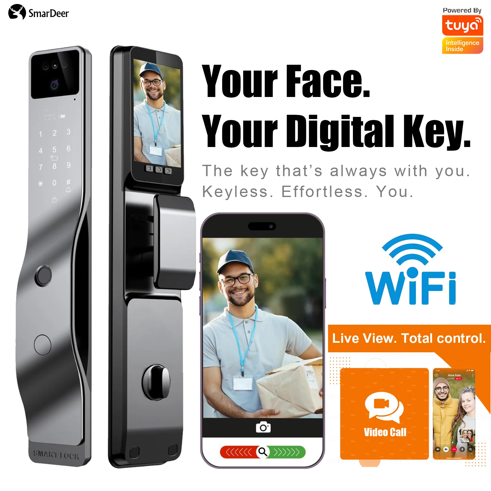 SmaerDeer Facial Recognition Door Lock for Tuya Smart Lock Household Anti-theft Door Fingerprint Lock
SmaerDeer Facial Recognition Door Lock for Tuya Smart Lock Household Anti-theft Door Fingerprint Lock