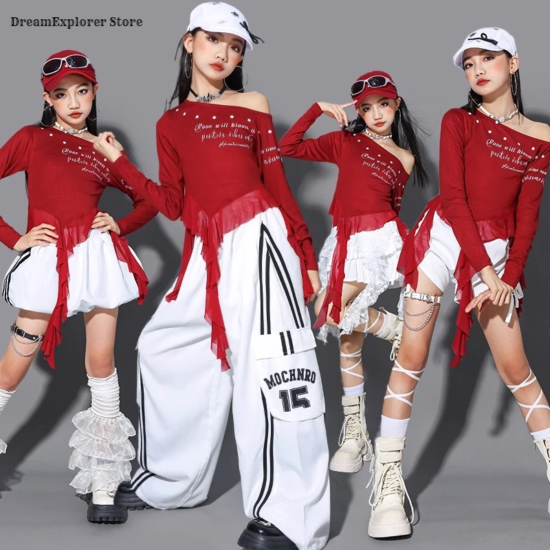 Hip Hop Girls K-pop Off Shoulder Lace Crop Top Cargo Pants Skirts Shorts Kids Streetwear Child Jazz Girl Group Dance Clothes Set
Hip Hop Girls K-pop Off Shoulder Lace Crop Top Cargo Pants Skirts Shorts Kids Streetwear Child Jazz Girl Group Dance Clothes Set