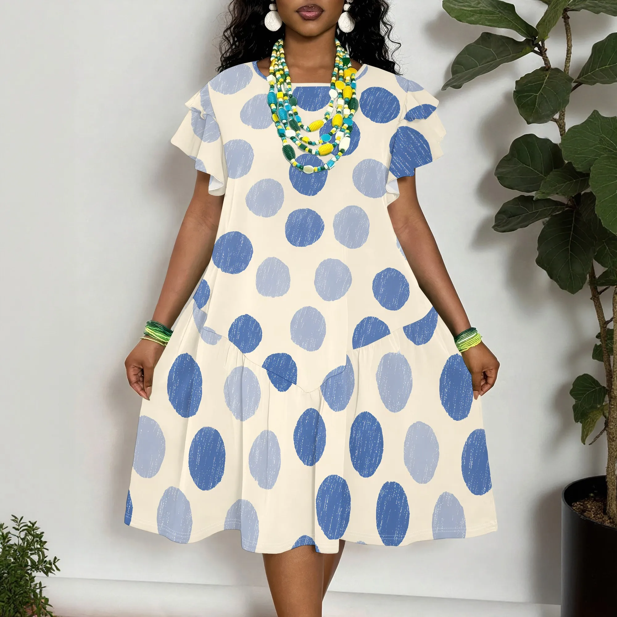 Polka Dot Short Sleeve Dress, Casual Print Tunic Dress, Summer Loose Fit A-Line Dress for Women, XL-6XL
Polka Dot Short Sleeve Dress, Casual Print Tunic Dress, Summer Loose Fit A-Line Dress for Women, XL-6XL