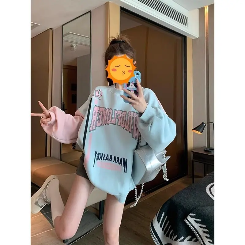 Синяя толстовка с круглым вырезом и буквенным принтом, женская толстовка с капюшоном на флисовой подкладке для весны и осени, повседневная, удобная, свободного кроя
Синяя толстовка с круглым вырезом и буквенным принтом, женская толстовка с капюшоном на флисовой подкладке для весны и осени, повседневная, удобная, свободного кроя