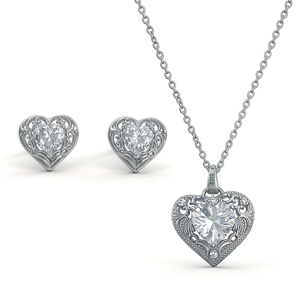 Комплект ювелирных украшений из серебра S925: колье с подвеской в форме сердца, серьги, колье с моассанитом, женские аксессуары в стиле рококо
Комплект ювелирных украшений из серебра S925: колье с подвеской в форме сердца, серьги, колье с моассанитом, женские аксессуары в стиле рококо