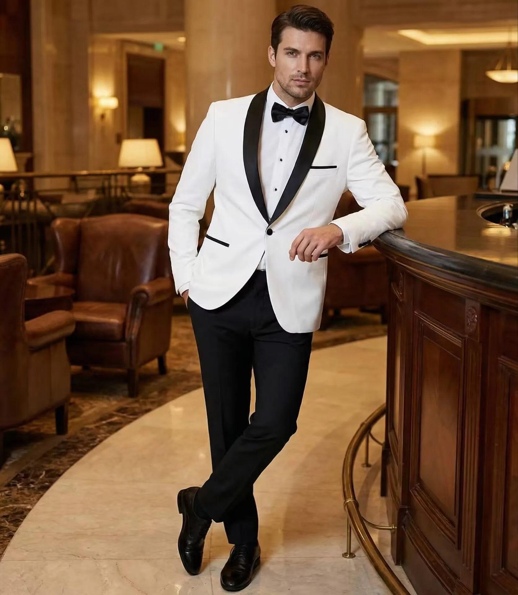 Elegant White Slim-Fit Men's Two-Piece Suit Single-Breasted Wedding Party Business Jacket And Pants Ensemble
Elegant White Slim-Fit Men's Two-Piece Suit Single-Breasted Wedding Party Business Jacket And Pants Ensemble