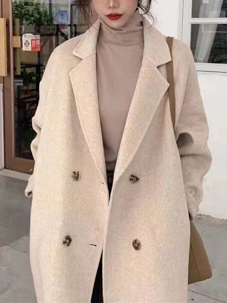 Autumn Winter Coat Women Korean Fashion Woolen Jacket Female Casual Loose Lapel Long Coat Lady Vintage Double Breasted Outerwear
Autumn Winter Coat Women Korean Fashion Woolen Jacket Female Casual Loose Lapel Long Coat Lady Vintage Double Breasted Outerwear
