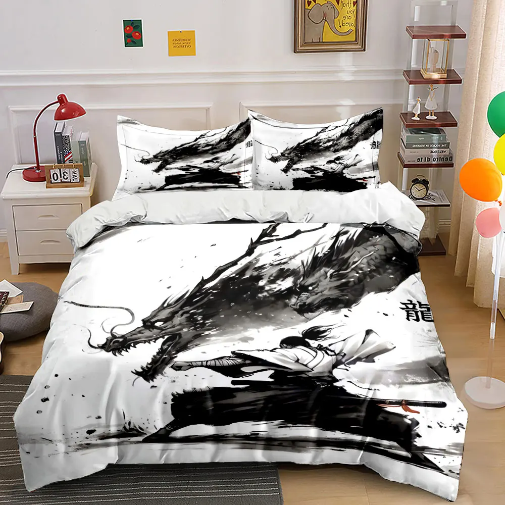 Swordsman Fighting Black Dragon Print Bedding Set 1 Duvet Cover 2 Pillowcases for Adult and Children Luxury Gift Full Size
Swordsman Fighting Black Dragon Print Bedding Set 1 Duvet Cover 2 Pillowcases for Adult and Children Luxury Gift Full Size