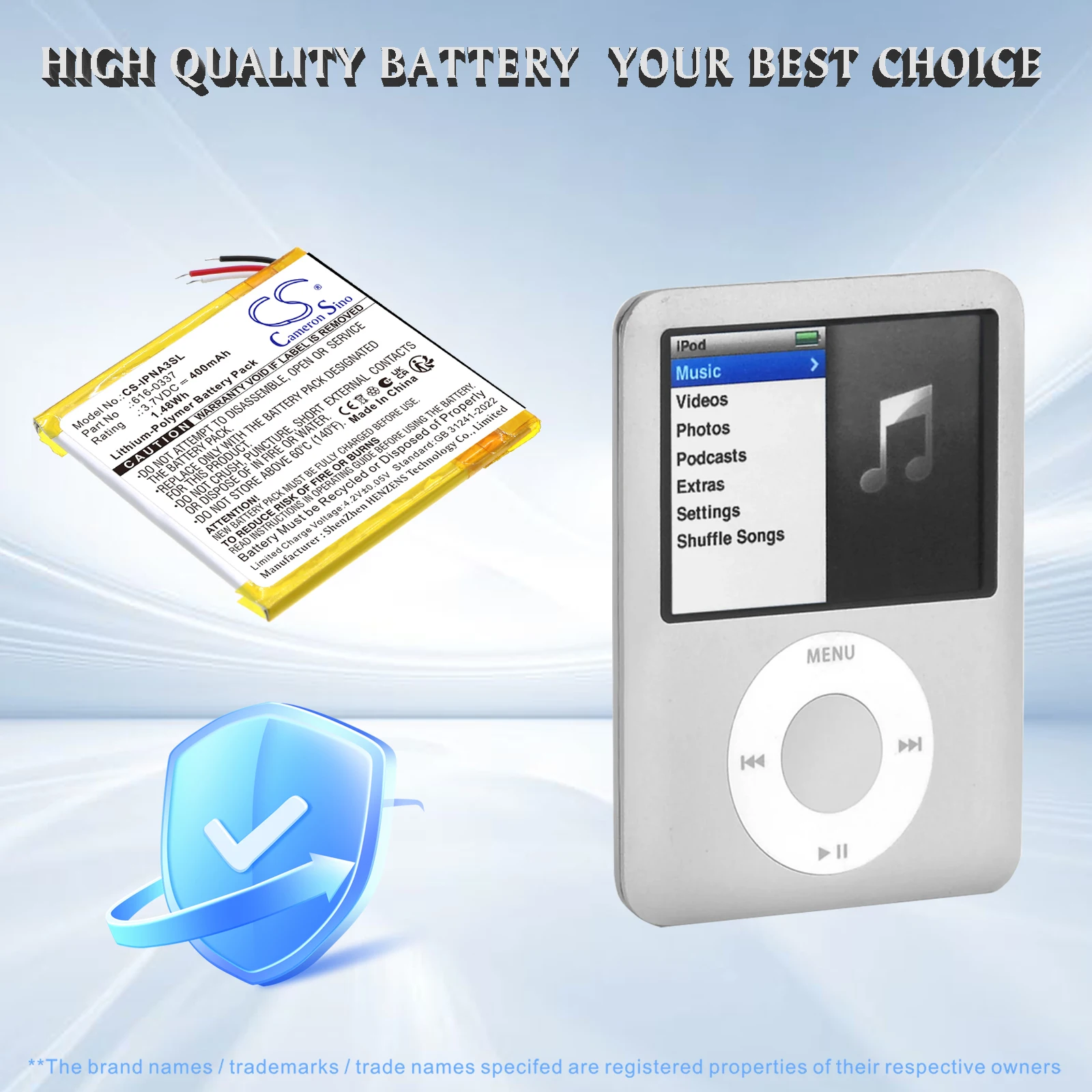 450mAh Battery 616-0337 616-0311 for Apple iPod Nano 3rd 4GB, 3rd 8GB, G3 4GB, G3 8GB
450mAh Battery 616-0337 616-0311 for Apple iPod Nano 3rd 4GB, 3rd 8GB, G3 4GB, G3 8GB