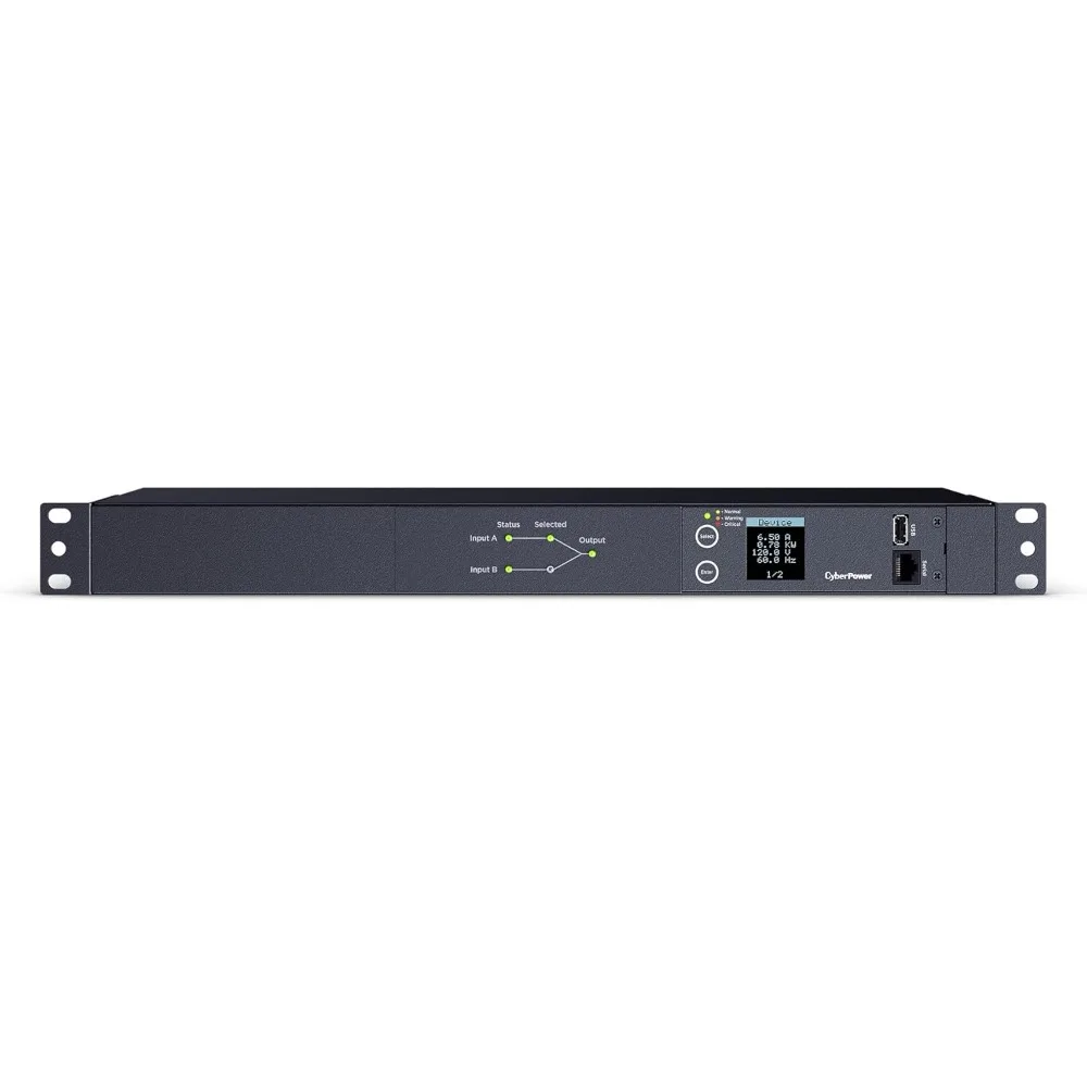 PDU24001 Metered ATS PDU, 100-120V, 15A (Derated to 12A), 10 Outlets, 1U Rackmount
PDU24001 Metered ATS PDU, 100-120V, 15A (Derated to 12A), 10 Outlets, 1U Rackmount