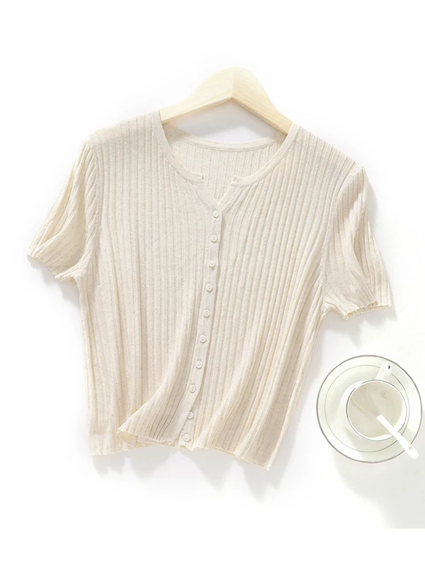 Summer Thin Knitted Short Sleeve V-Neck Cardigan Women's Comfortable Breathable Versatile Slimming Casual Style Polyester Fiber
Summer Thin Knitted Short Sleeve V-Neck Cardigan Women's Comfortable Breathable Versatile Slimming Casual Style Polyester Fiber