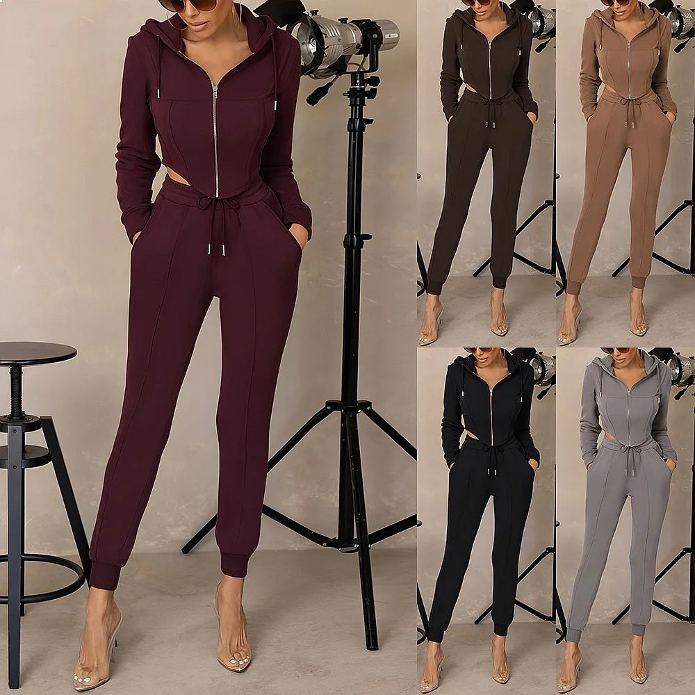 Ladies Hoodie Jogger Set Casual Sweatshirt Short Tapered Cardigan Two Piece Matching Outfits Spring Summer
Ladies Hoodie Jogger Set Casual Sweatshirt Short Tapered Cardigan Two Piece Matching Outfits Spring Summer