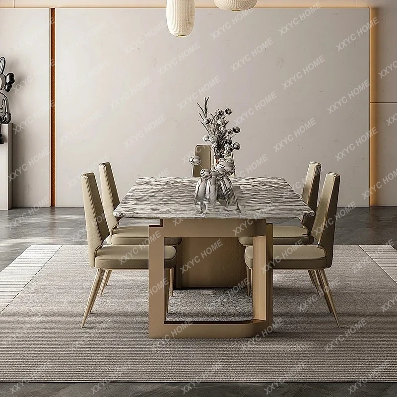 Обеденный стол из натурального мрамора, светлый роскошный современный прямоугольный обеденный стол
Обеденный стол из натурального мрамора, светлый роскошный современный прямоугольный обеденный стол