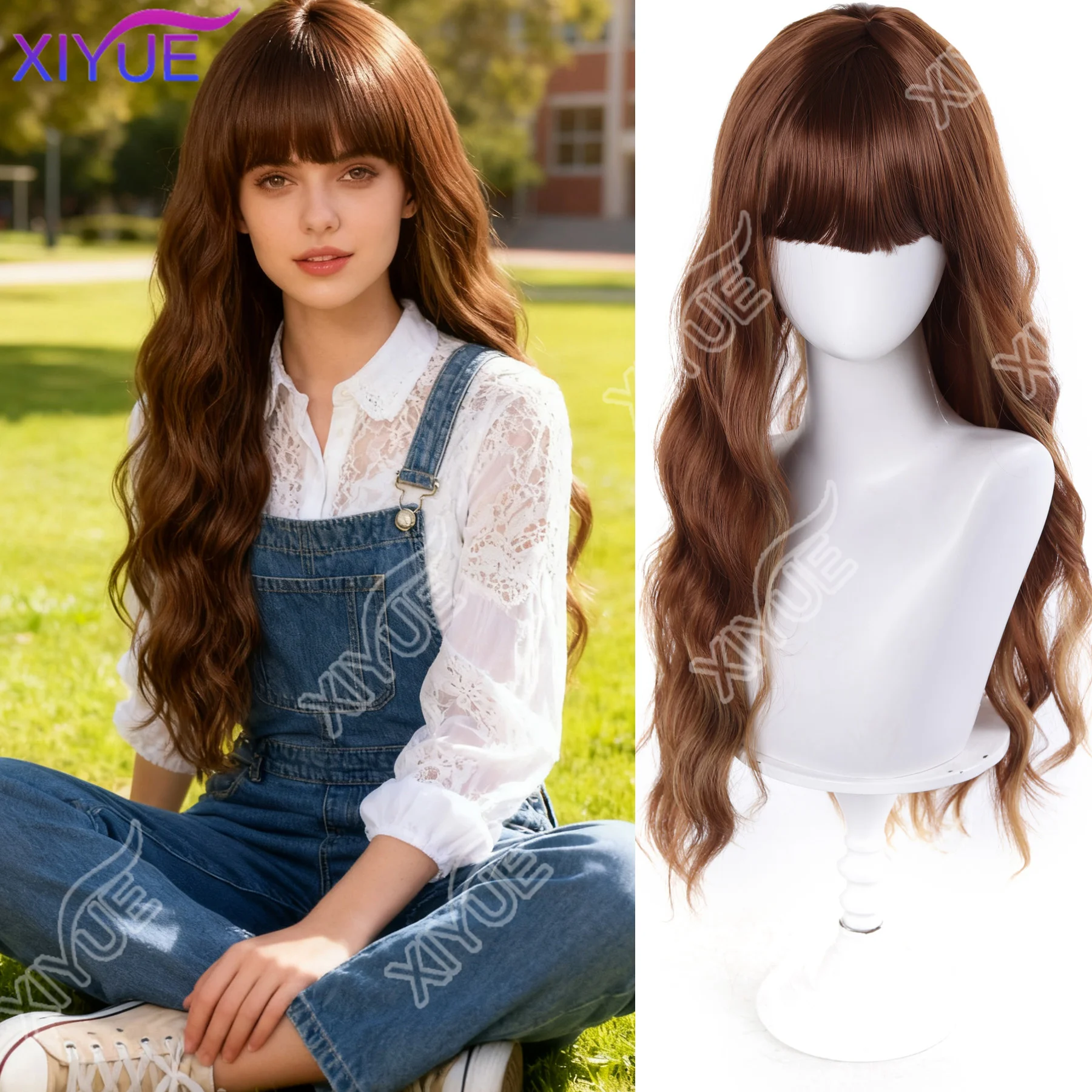 synthetic Long Wavy Brown Wig with Bangs Synthetic Women Lolita Cosplay Fluffy Natural Heat Resistant Hair Wig for Daily Party
synthetic Long Wavy Brown Wig with Bangs Synthetic Women Lolita Cosplay Fluffy Natural Heat Resistant Hair Wig for Daily Party
