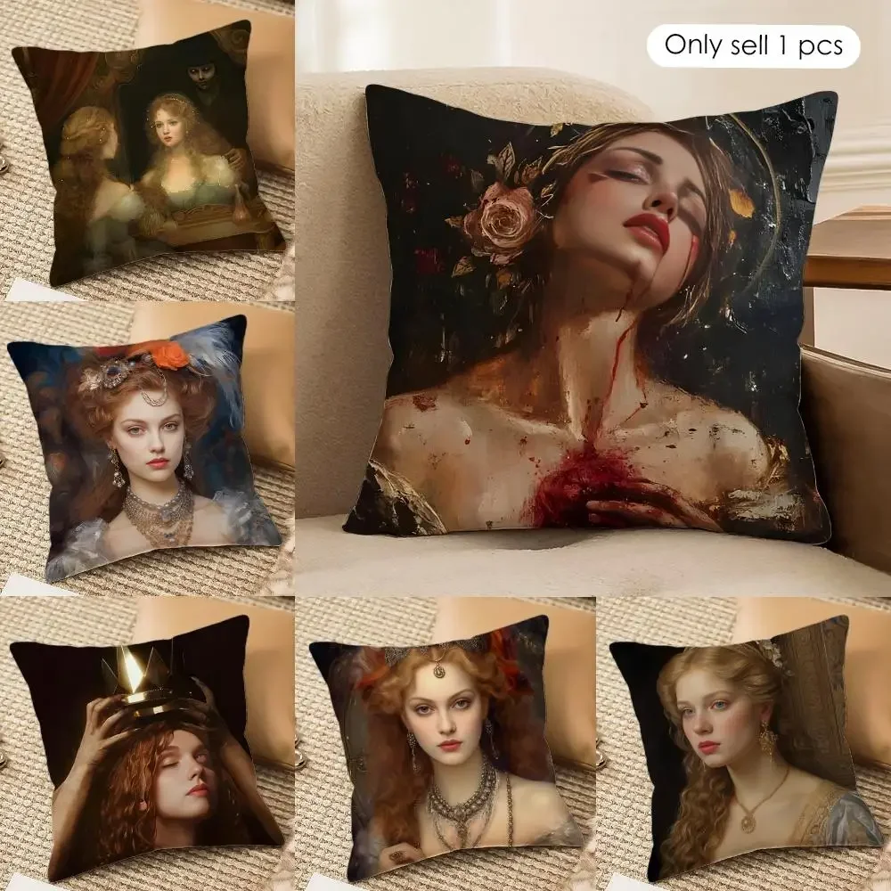 Medieval European Lady Cushion Cover Silky Short Plush Invisible Zipper Dustproof Sofa Pillow Case for Home Decor
Medieval European Lady Cushion Cover Silky Short Plush Invisible Zipper Dustproof Sofa Pillow Case for Home Decor