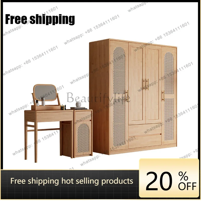 LX Nordic solid wood wardrobe modern simple four-door wardrobe opposite door locker
LX Nordic solid wood wardrobe modern simple four-door wardrobe opposite door locker