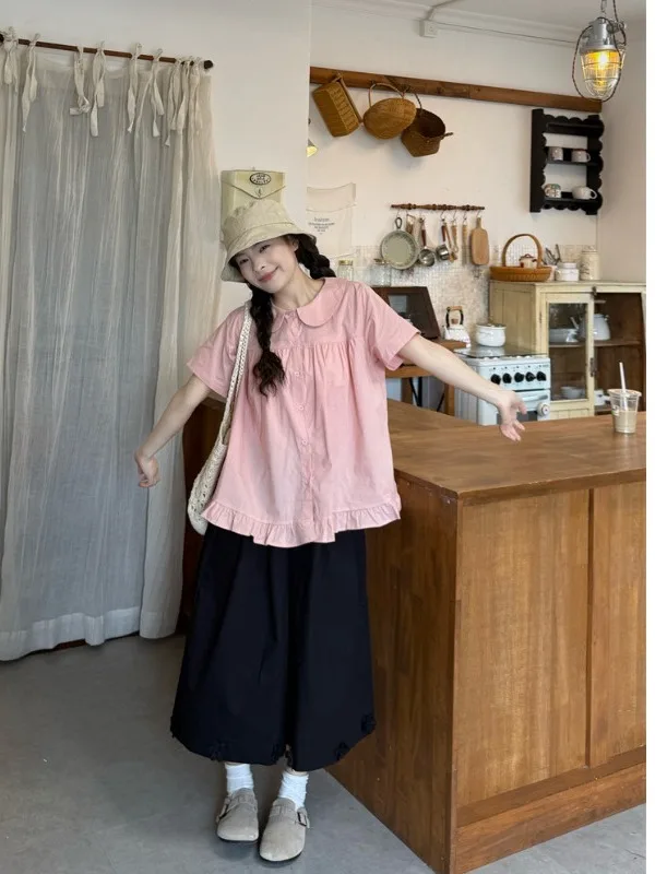 plus Size Women's Pink Floral Short Sleeve Shirt High Waist Seven Inch Pants Skirt Set Korean Style Loose Fit Commute Wear
plus Size Women's Pink Floral Short Sleeve Shirt High Waist Seven Inch Pants Skirt Set Korean Style Loose Fit Commute Wear