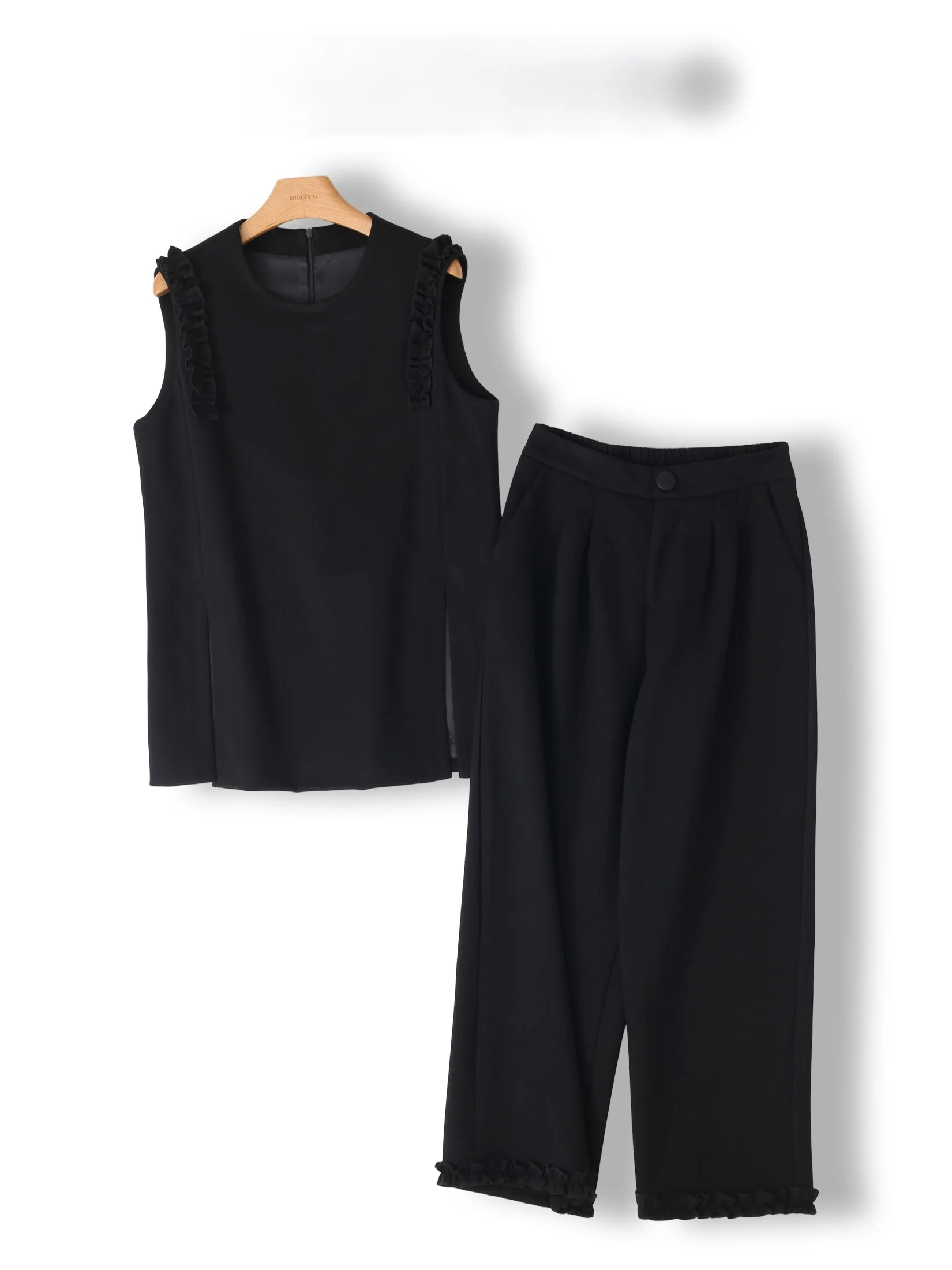 Casual Style Two-Piece Set Women's Fashion Wooden Sleeveless Top And Straight Leg Pants Autumn Collection Trendy Outfit
Casual Style Two-Piece Set Women's Fashion Wooden Sleeveless Top And Straight Leg Pants Autumn Collection Trendy Outfit