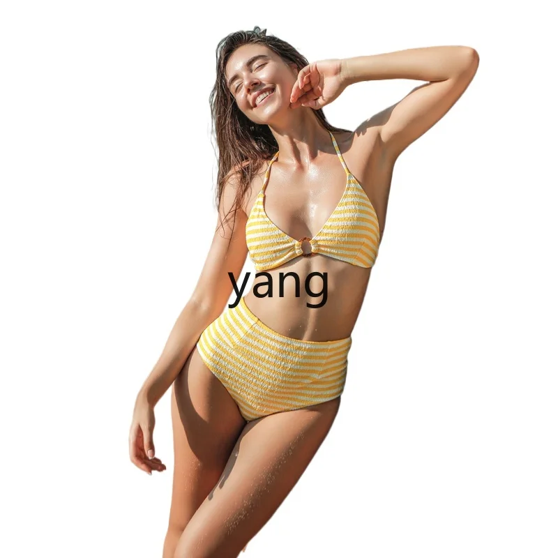 LMM Yellow Striped High Waist Split Triangle Bikini Swimsuit Women's Swimsuit Without Button
LMM Yellow Striped High Waist Split Triangle Bikini Swimsuit Women's Swimsuit Without Button