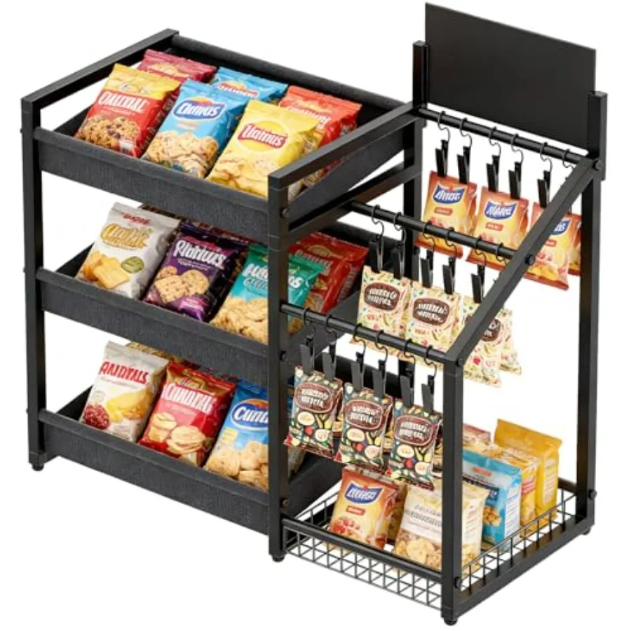 3-Tier Snack Organizer with 18 Clips Large Capacity Snack Rack with Message Board Snack Cart for Kitchen Office Store Party Cou
3-Tier Snack Organizer with 18 Clips Large Capacity Snack Rack with Message Board Snack Cart for Kitchen Office Store Party Cou