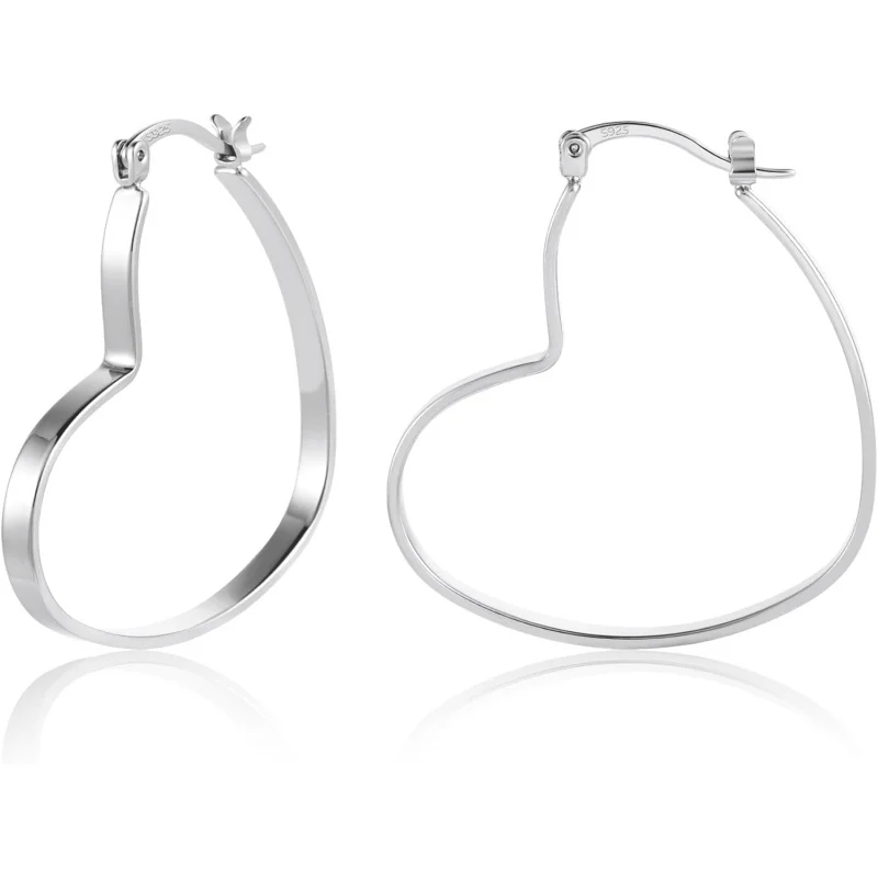 925 Sterling Silver Hypoallergenic Heart Hoop Earrings.Large, Lightweight Design (40mm).
925 Sterling Silver Hypoallergenic Heart Hoop Earrings.Large, Lightweight Design (40mm).