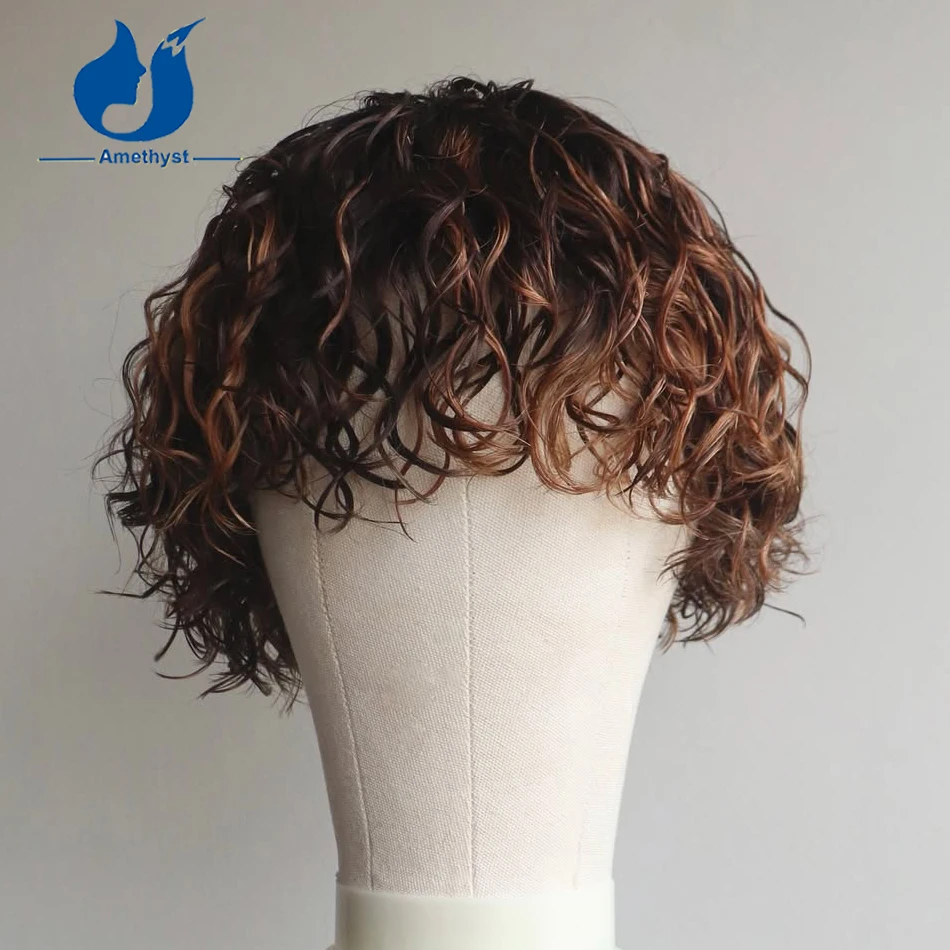 Amethyst Male Highlight Wet Curly Bob Wig Human Hair with Bangs Brazilian Scalp Top Full Machine Made Remy Hair Wig for Men
Amethyst Male Highlight Wet Curly Bob Wig Human Hair with Bangs Brazilian Scalp Top Full Machine Made Remy Hair Wig for Men