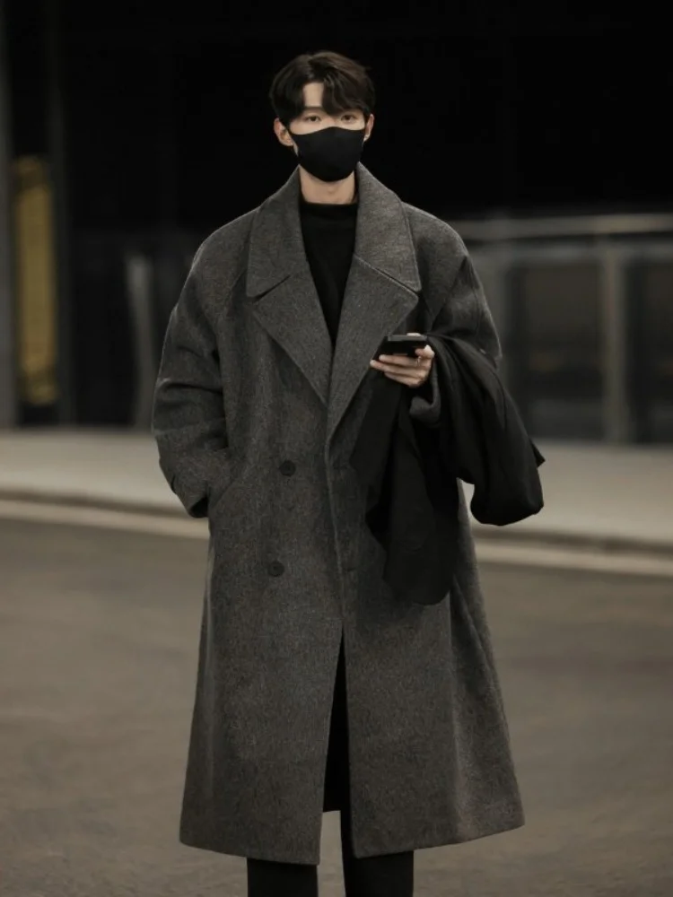 Korean Sle Long Over-Knee Woolen Men's Coat High-End Briti Sle Faionable Autumn Winter Middle-Length Windbreaker
Korean Sle Long Over-Knee Woolen Men's Coat High-End Briti Sle Faionable Autumn Winter Middle-Length Windbreaker