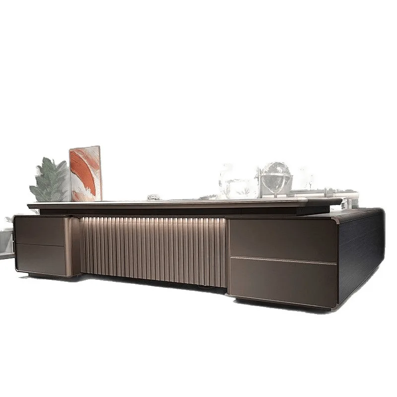 New president desk, boss desk office, simple and modern chairperson, light luxury class desk with lights 
New president desk, boss desk office, simple and modern chairperson, light luxury class desk with lights