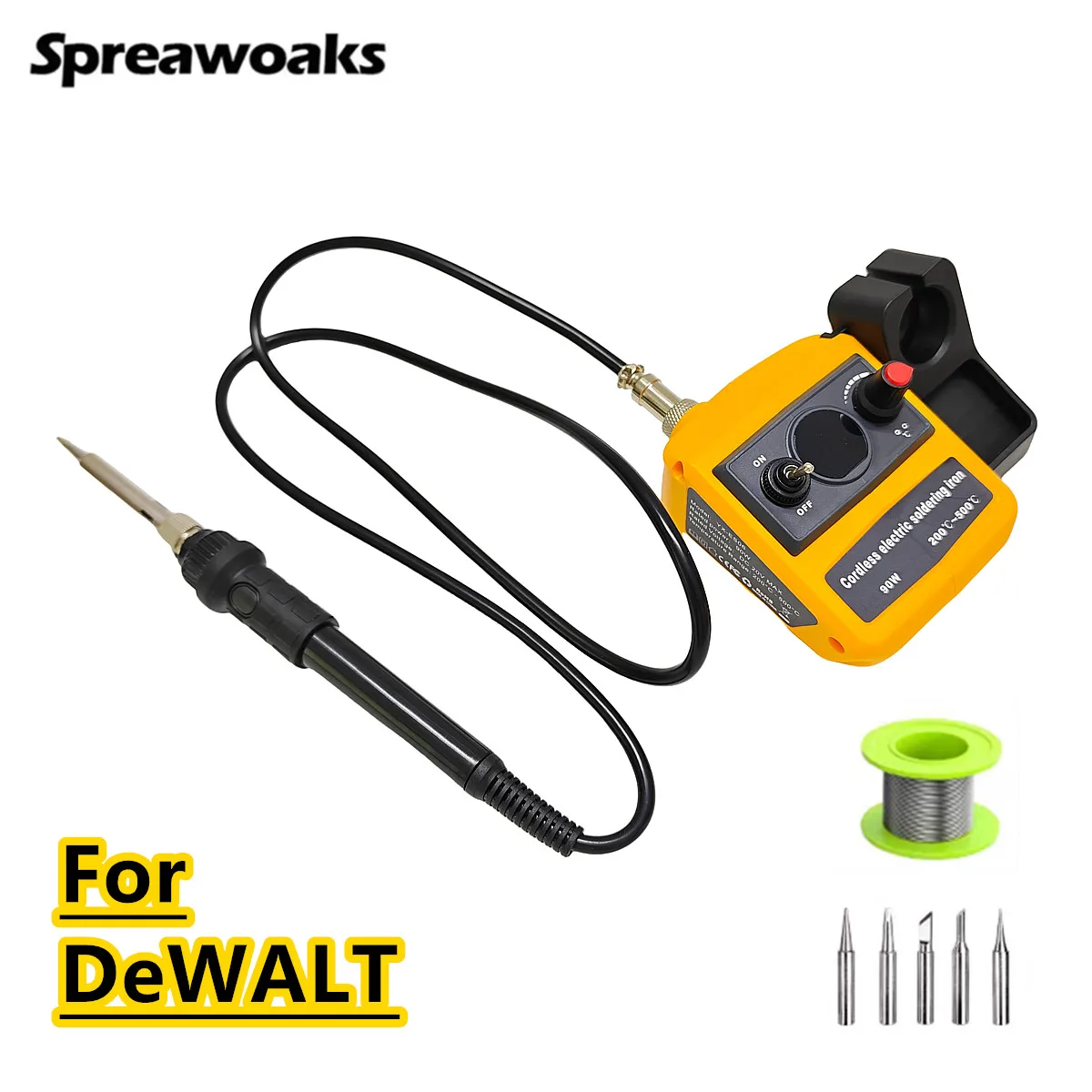Для беспроводного электрического паяльника DEWALT 20V с аккумулятором, 200-500 Вт ℃ Ремонтный сварочный пистолет-горелка с регулировкой мощности и 5 насадками
Для беспроводного электрического паяльника DEWALT 20V с аккумулятором, 200-500 Вт ℃ Ремонтный сварочный пистолет-горелка с регулировкой мощности и 5 насадками