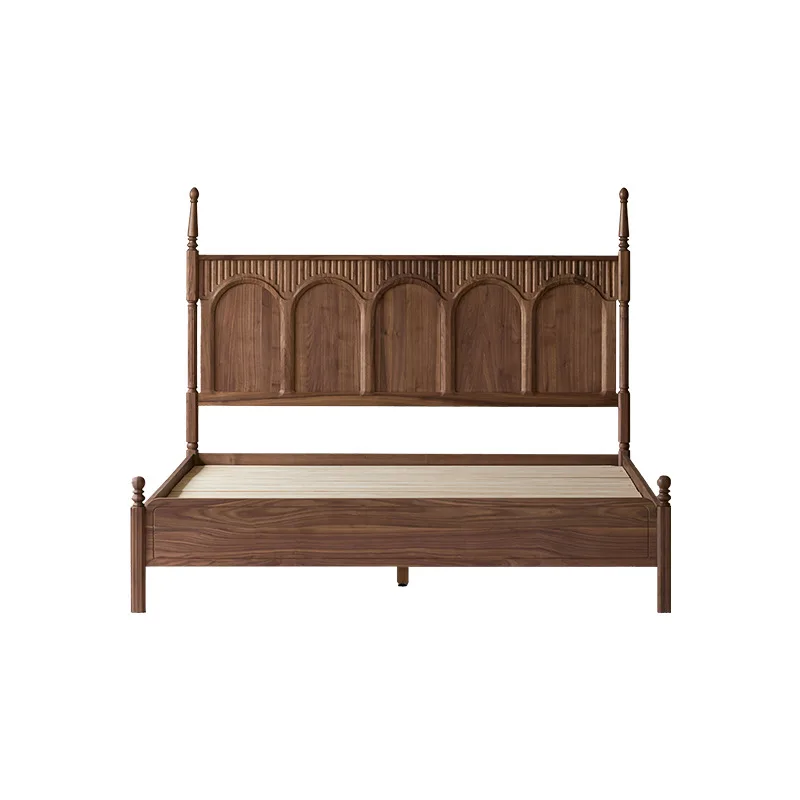 French vintage solid wood bed, North American black walnut, 1.8m American double master bed, simple king bed
French vintage solid wood bed, North American black walnut, 1.8m American double master bed, simple king bed