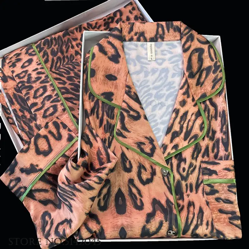 Leopard Pajama Two Piece Set Fashion Female Sleepwear Loungewear Sexy Long Sleeve Trouser Suits Nightwear Loose Satin Loungewear
Leopard Pajama Two Piece Set Fashion Female Sleepwear Loungewear Sexy Long Sleeve Trouser Suits Nightwear Loose Satin Loungewear