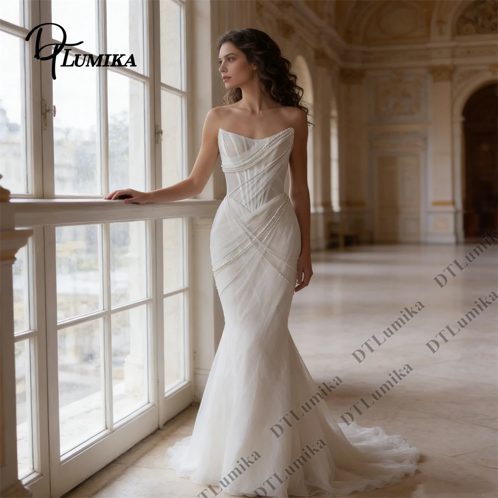 DTLumika Women's Pearl Mermaid Wedding Dress with Train for Bridal Ceremony Banquet Strapless Date Party Bridal Gown Customized
DTLumika Women's Pearl Mermaid Wedding Dress with Train for Bridal Ceremony Banquet Strapless Date Party Bridal Gown Customized
