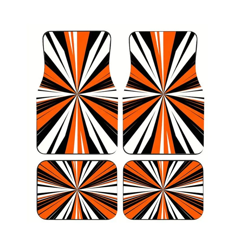 Bold Orange Black White Sunburst Car Floor Mats 4Pcs Universal Non Slip Auto Foot Carpets For Car Truck SUV
Bold Orange Black White Sunburst Car Floor Mats 4Pcs Universal Non Slip Auto Foot Carpets For Car Truck SUV