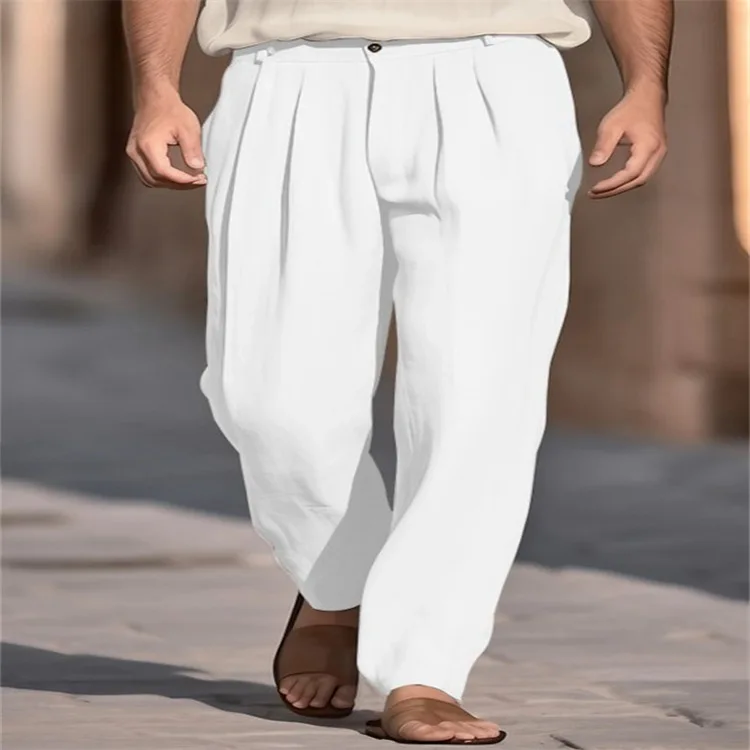 Men's Linen Front Pocket Pleated Loose Casual Straight-leg Solid Color Comfortable Breathable Casual Pants
Men's Linen Front Pocket Pleated Loose Casual Straight-leg Solid Color Comfortable Breathable Casual Pants