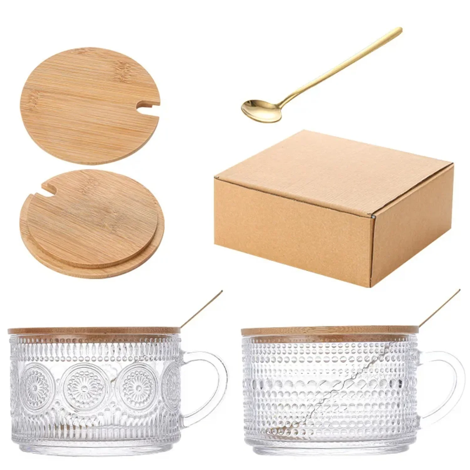 150ml Vintage Oat Cup with Bamboo Cover Spoon Coffee Transparent Glass Handle Embossed SUNFLOWER Breakfast Cia Tazos
150ml Vintage Oat Cup with Bamboo Cover Spoon Coffee Transparent Glass Handle Embossed SUNFLOWER Breakfast Cia Tazos