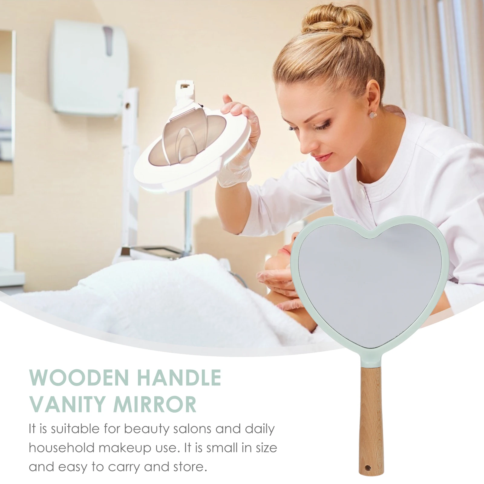 Portable Green Heart Shaped Makeup Mirror Handheld Vanity for Travel Bedroom Bathroom Dressing Station
Portable Green Heart Shaped Makeup Mirror Handheld Vanity for Travel Bedroom Bathroom Dressing Station