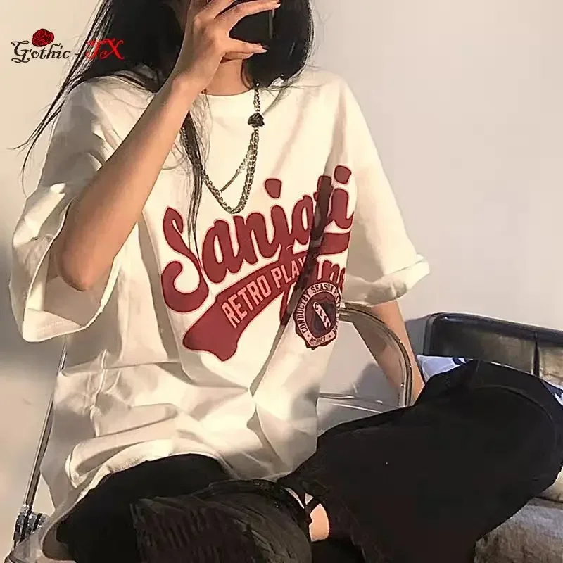 Harajuku T-shirt Women's Retro Short Sleeved Half Female Oversized T-shirt Tops Loose Korean Version Y2k Top Aesthetic
Harajuku T-shirt Women's Retro Short Sleeved Half Female Oversized T-shirt Tops Loose Korean Version Y2k Top Aesthetic