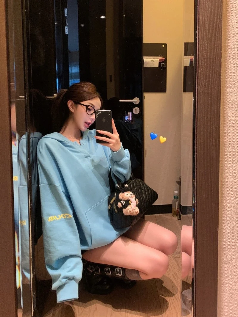 Loose Long Sleeve Hoodie Women's Blue Printed American Letter Casual Versatile Autumn Winter Cotton Sweatshirt Streetwear
Loose Long Sleeve Hoodie Women's Blue Printed American Letter Casual Versatile Autumn Winter Cotton Sweatshirt Streetwear