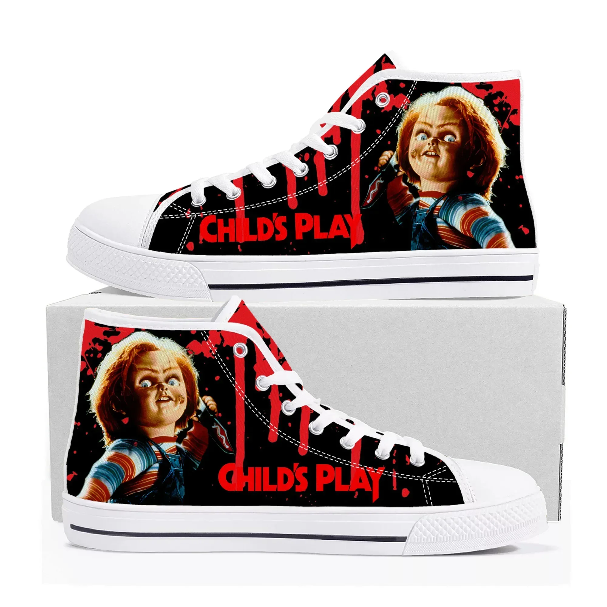 Horror Movie Play Chucky High Top High Quality Sneakers Men Women Teenager Canvas Sneaker Casual Couple Shoes Custom Shoe
Horror Movie Play Chucky High Top High Quality Sneakers Men Women Teenager Canvas Sneaker Casual Couple Shoes Custom Shoe