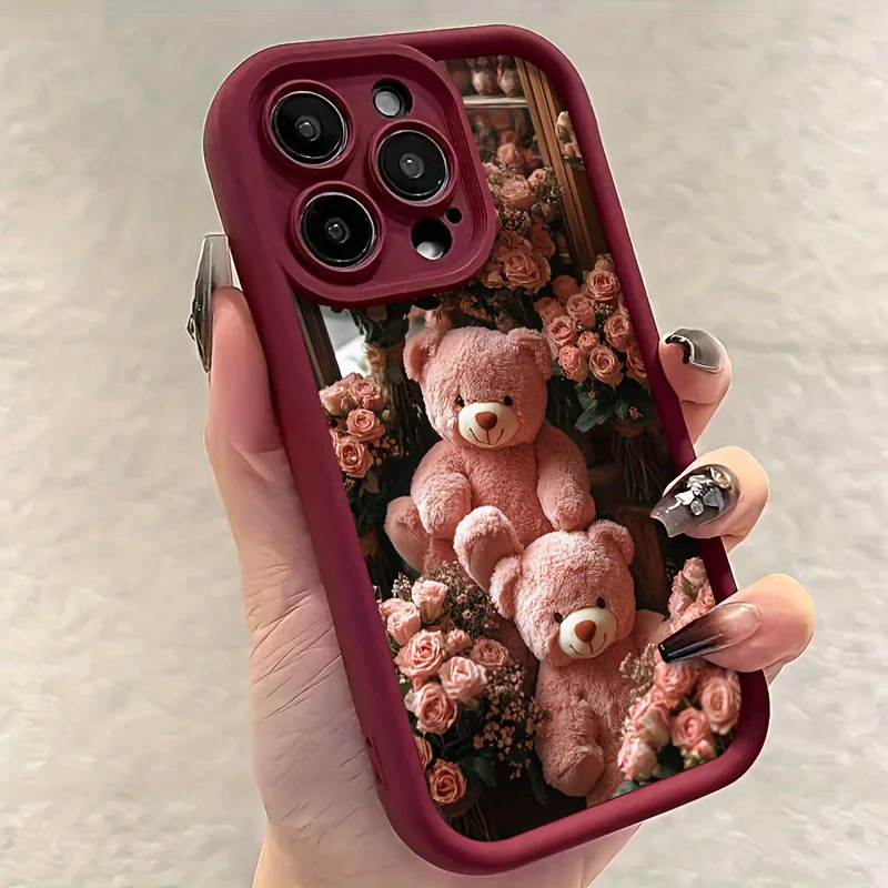 Flower Bear Pattern Burgundy Phone Case Suitable for iPhone 16 15 14 13 12 11 Pro/ Max /Plus Shockproof Back Cover
Flower Bear Pattern Burgundy Phone Case Suitable for iPhone 16 15 14 13 12 11 Pro/ Max /Plus Shockproof Back Cover