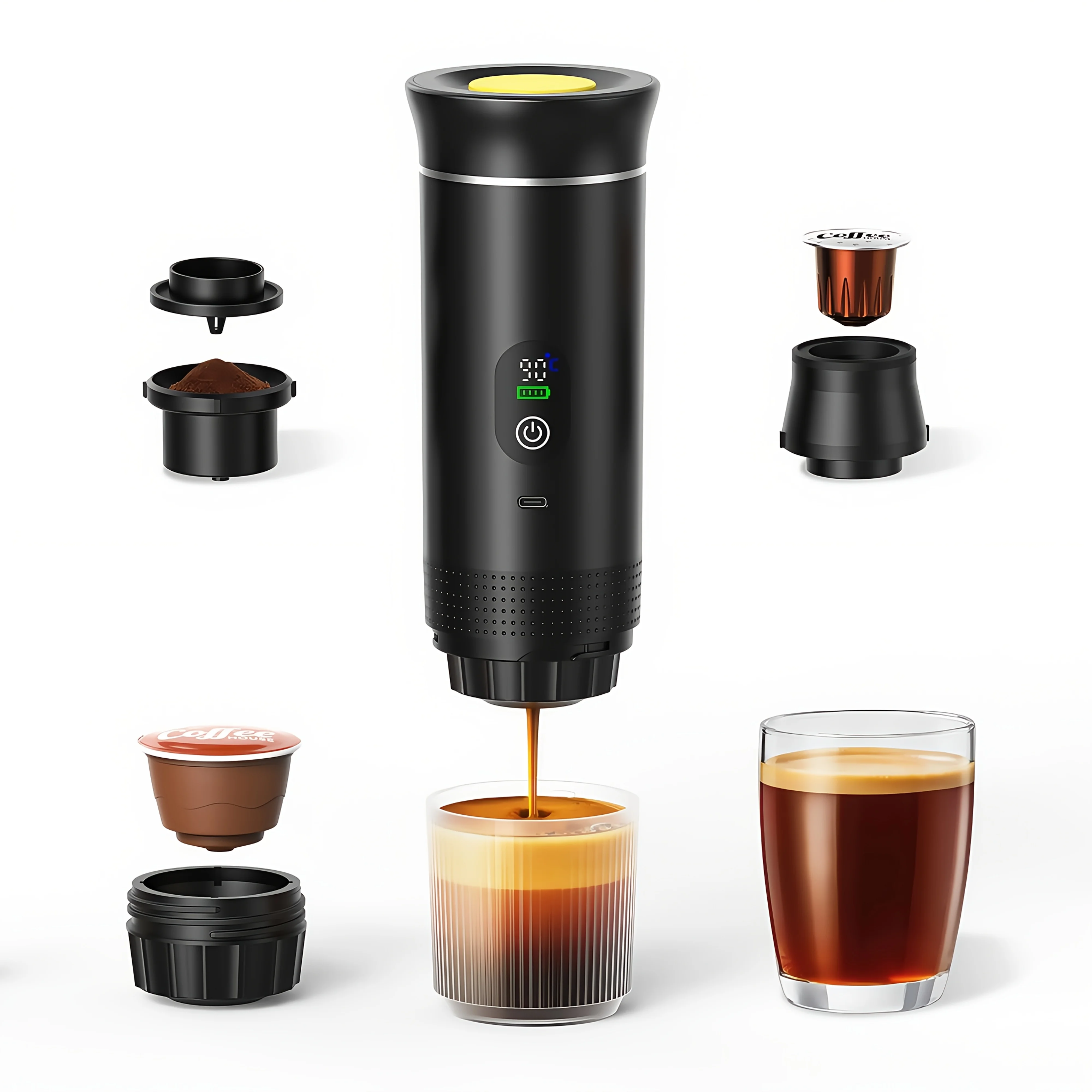 Smart Digital Portable Capsule Coffee Maker – Touchscreen Control, One-Tap Brew, USB Rechargeable, Clear Modern Design, Compact for Travel, Dorm, or Office Use
Smart Digital Portable Capsule Coffee Maker – Touchscreen Control, One-Tap Brew, USB Rechargeable, Clear Modern Design, Compact for Travel, Dorm, or Office Use