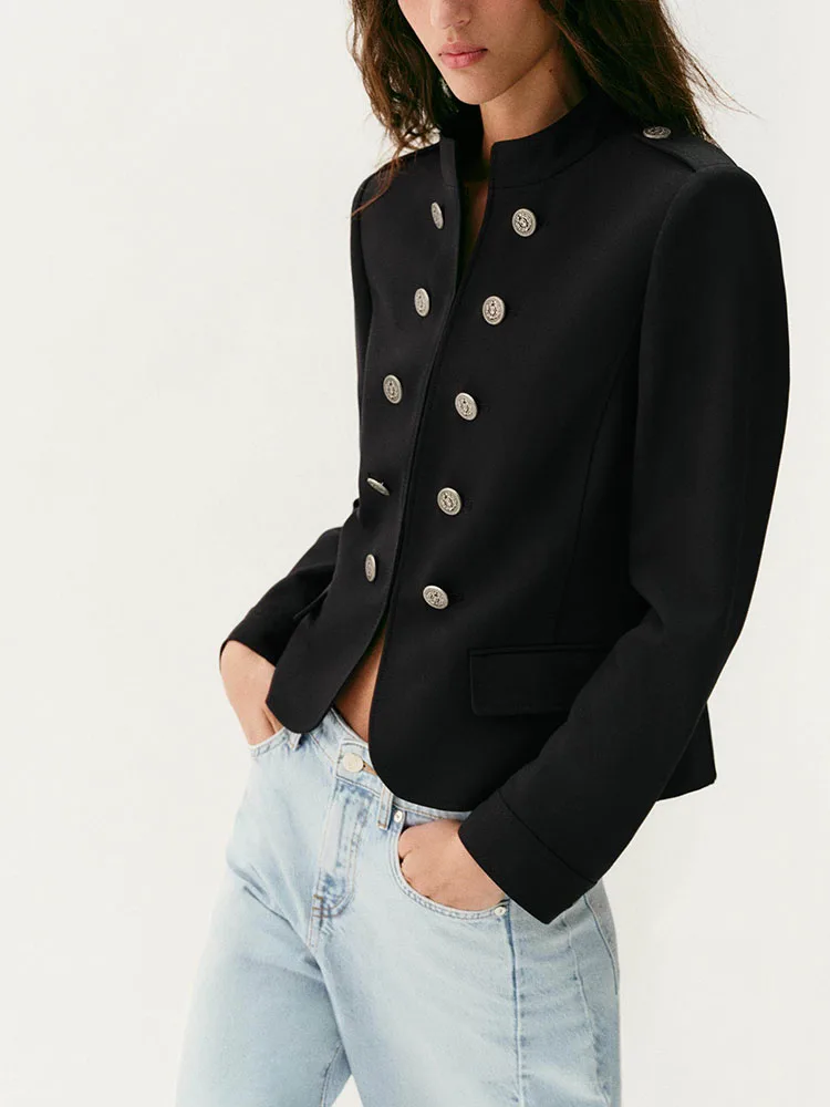 Spring 2026 Fashion Sweet Long Sleeve Stand Collar Padded Shoulder Slim Fit Jacket Women's Commute Style Button Detail Outerwear
Spring 2026 Fashion Sweet Long Sleeve Stand Collar Padded Shoulder Slim Fit Jacket Women's Commute Style Button Detail Outerwear
