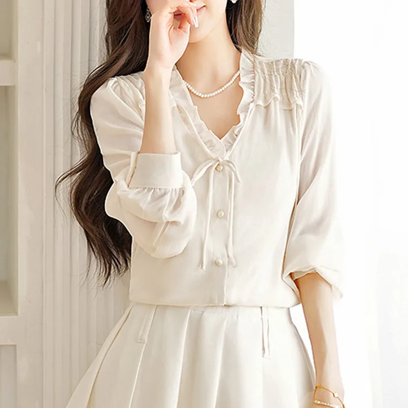 Blusas Para Mujer Women Shirt Blouse New Long Sleeve Ruffled Collar Lace-up Chiffon Shirt Blouse Women Tops Blouses Blusas Q5089
Blusas Para Mujer Women Shirt Blouse New Long Sleeve Ruffled Collar Lace-up Chiffon Shirt Blouse Women Tops Blouses Blusas Q5089