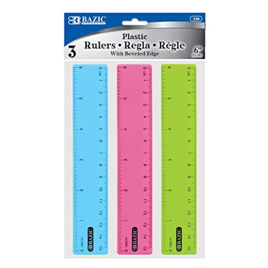 Plastic Ruler 6 15 cm for School Office Home, Transparent Assorted Colors, Durable Measuring Tool with Inches Centimeters, 3/Pa
Plastic Ruler 6 15 cm for School Office Home, Transparent Assorted Colors, Durable Measuring Tool with Inches Centimeters, 3/Pa